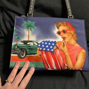 Retro Style Women's Handbag with Vintage Print